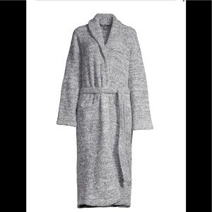 Barefoot Dreams Cozychic Grey Graphite White Heathered Robe Size 2 Medium